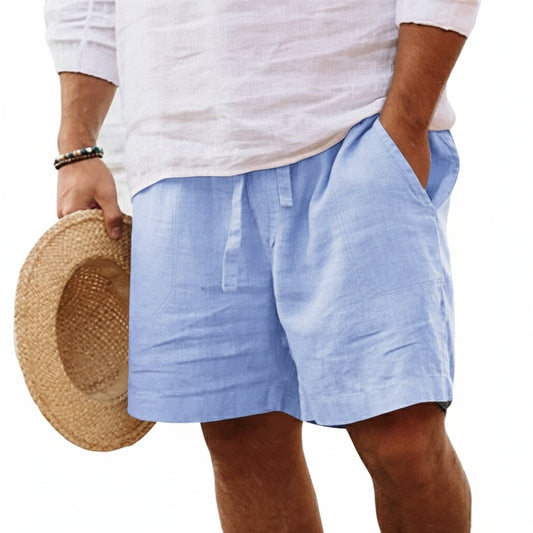 New Mens Cotton Solid Color Short Lightweight Gym Pants Linen Beach Shorts Men Jogging Sport Large Short Homme